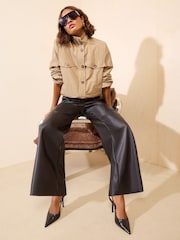 Friends Like These Black Faux Leather Tailored Wide Leg Trousers - Image 4 of 6