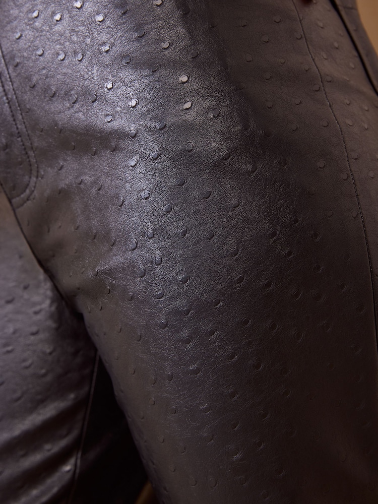 Friends Like These Black Ostrich Effect PU Bootcut Trousers - Image 2 of 5