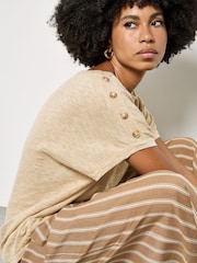 Apricot Natural Button Detail Knitted T-Shirt - Image 2 of 3