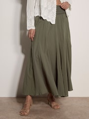 Apricot Green Jersey Waistband Cotton Midaxi Skirt - Image 3 of 5