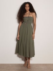 Apricot Green Jersey Waistband Cotton Midaxi Skirt - Image 4 of 5