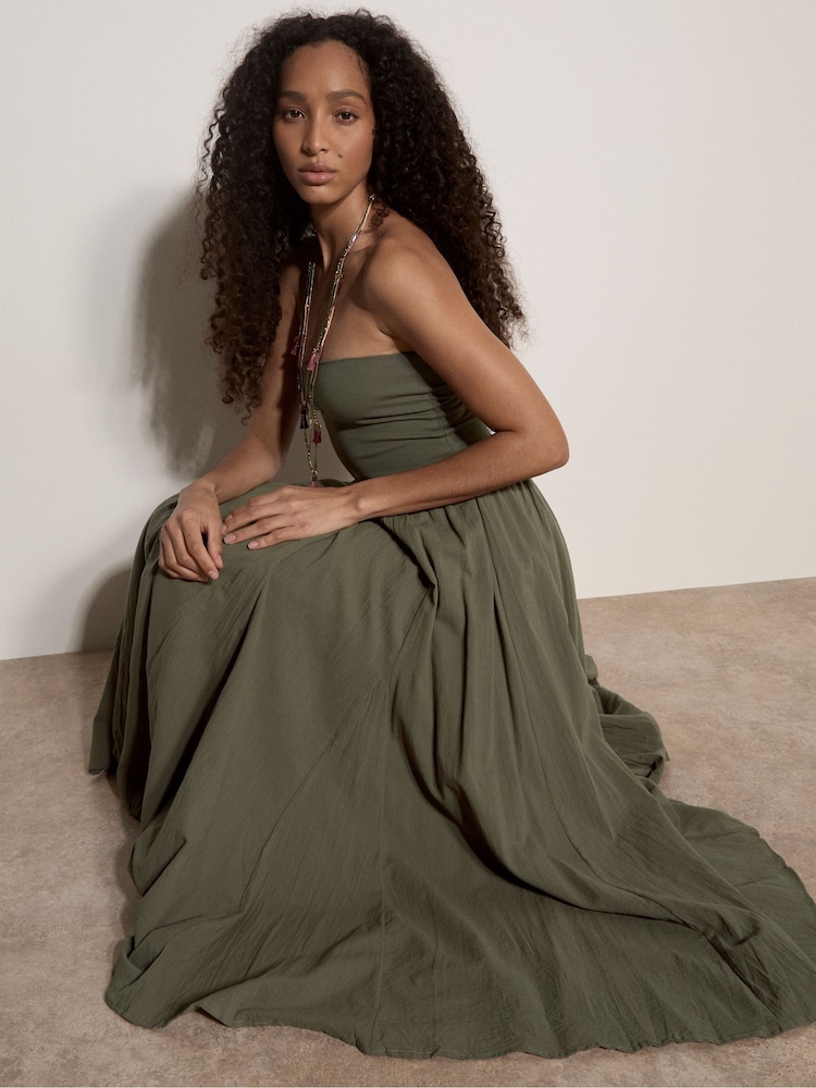 Apricot Green Jersey Waistband Cotton Midaxi Skirt - Image 5 of 5