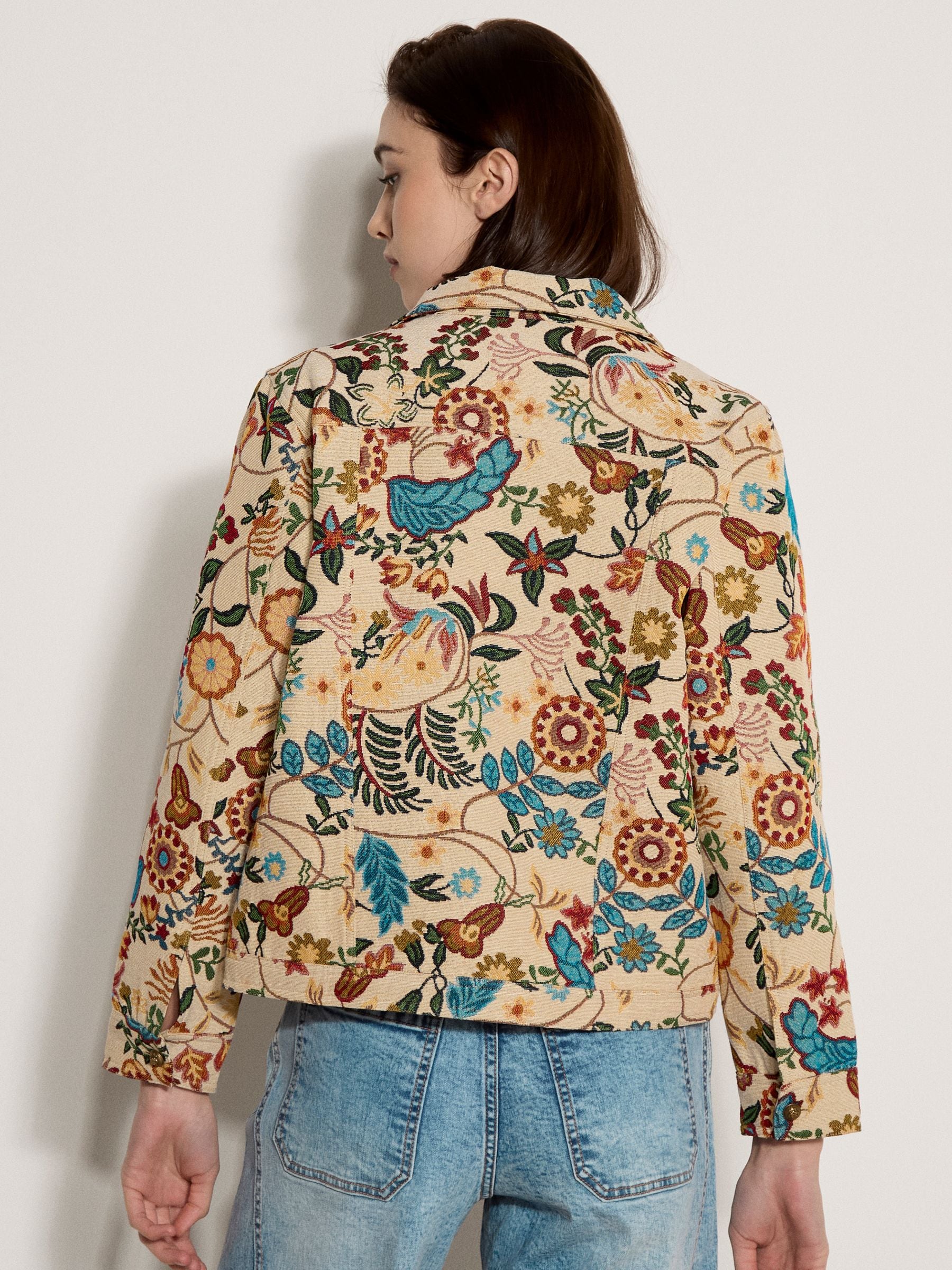 Buy Apricot Blue Novelty Tapestry Floral Jacket from the Next UK