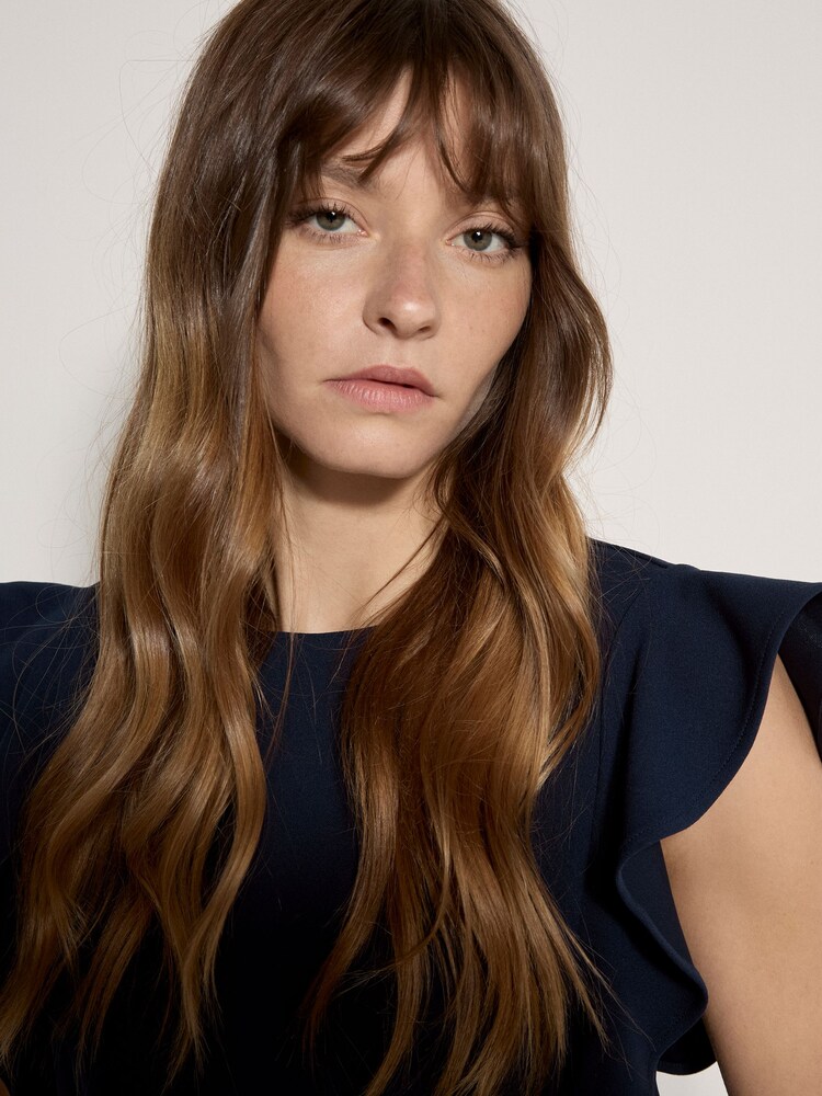 Apricot Blue Ruffle Sleeve Pleat Detail Jumpsuit - Image 3 of 3