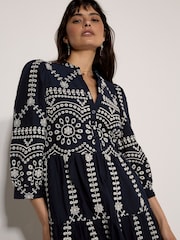 أزرق - Apricot Floral Broderie Anglaise Midi Dress - Image 2 of 3