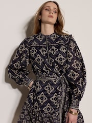 Apricot Blue Tile Print Shift Mini Dress - Image 3 of 5