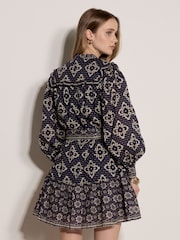 Apricot Blue Tile Print Shift Mini Dress - Image 4 of 5