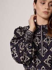 Apricot Blue Tile Print Shift Mini Dress - Image 5 of 5