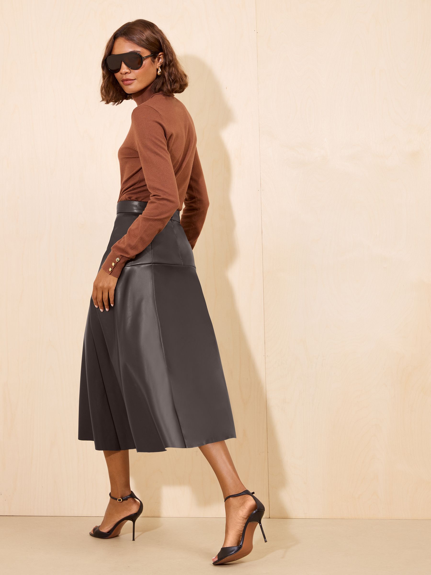Comprar Friends Like These Asymmetric Faux Leather A-Line Midi