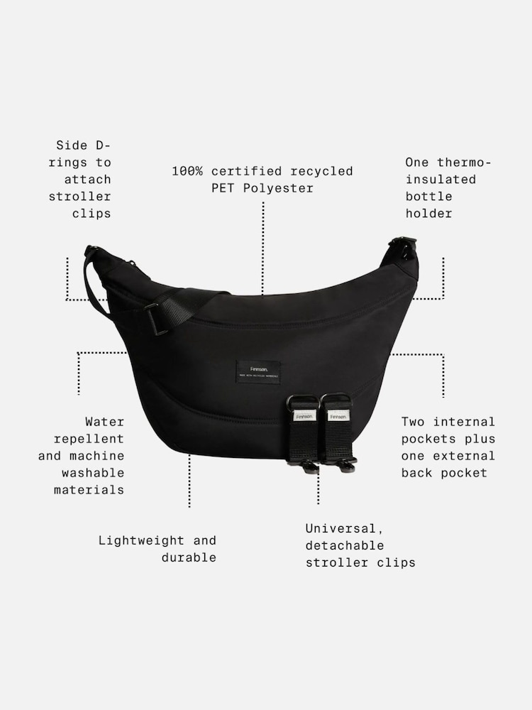 Finnson Black Osma Sling Changing Bag With Stroller Clips - Image 5 of 5