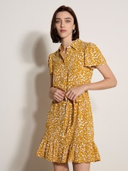 Apricot Yellow Scattered Squares Shirt Mini Dress - Image 2 of 3