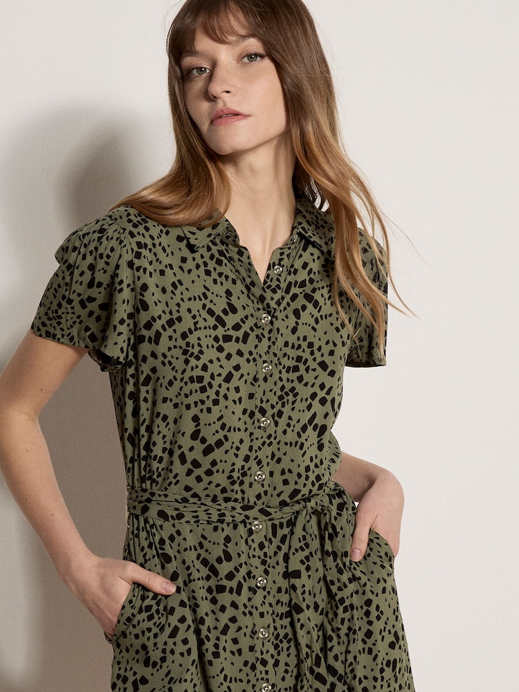 Apricot Scattered Squares Shirt Mini Dress - Image 2 of 3 Apricot Scattered Squares Shirt Mini Dress - Image 2 of 3