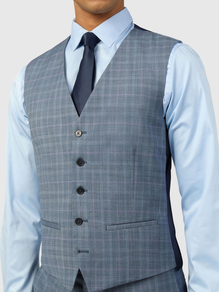 Ted Baker Tailoring Check Blue Waistcoats - Slika 2 od 2