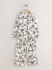 White/Black Bow Jersey Button-Through Pyjamas (3-16yrs) - Image 5 of 10