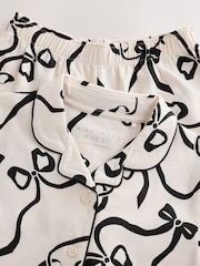 White/Black Bow Jersey Button-Through Pyjamas (3-16yrs) - Image 7 of 10