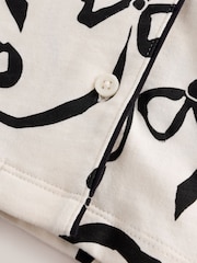 White/Black Bow Jersey Button-Through Pyjamas (3-16yrs) - Image 9 of 10