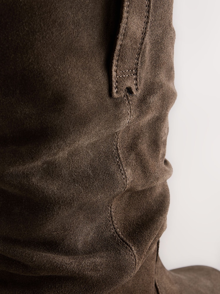 Khaki Green Standard fit Forever Comfort® Suede Slouch Pull On Midi Leather Boots - Image 5 of 5 Khaki Green Standard fit Forever Comfort® Suede Slouch Pull On Midi Leather Boots - Image 5 of 5