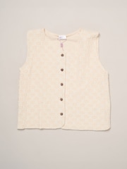 Miss Cream Textured Top Wide Leg Trouses And Scrunchie Outfit Set - Image 3 of 6