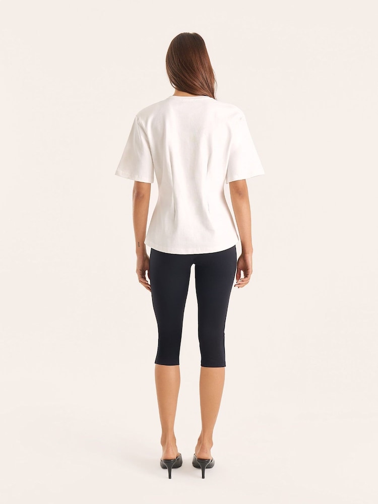 4th & Reckless White Cinched Waist Structured T-Shirt - Image 2 of 6 4th & Reckless White Cinched Waist Structured T-Shirt - Image 2 of 6