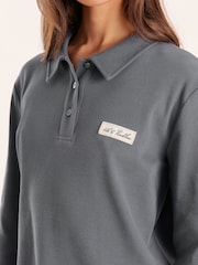 4th & Reckless Grey Liliana Lounge Rib Polo Top - Image 3 of 5