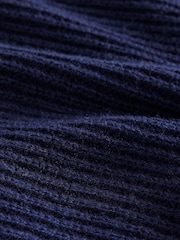 Navy N. Premium Ribbed Fold-Over Zip Neck Jumper With Wool - Image 3 of 3