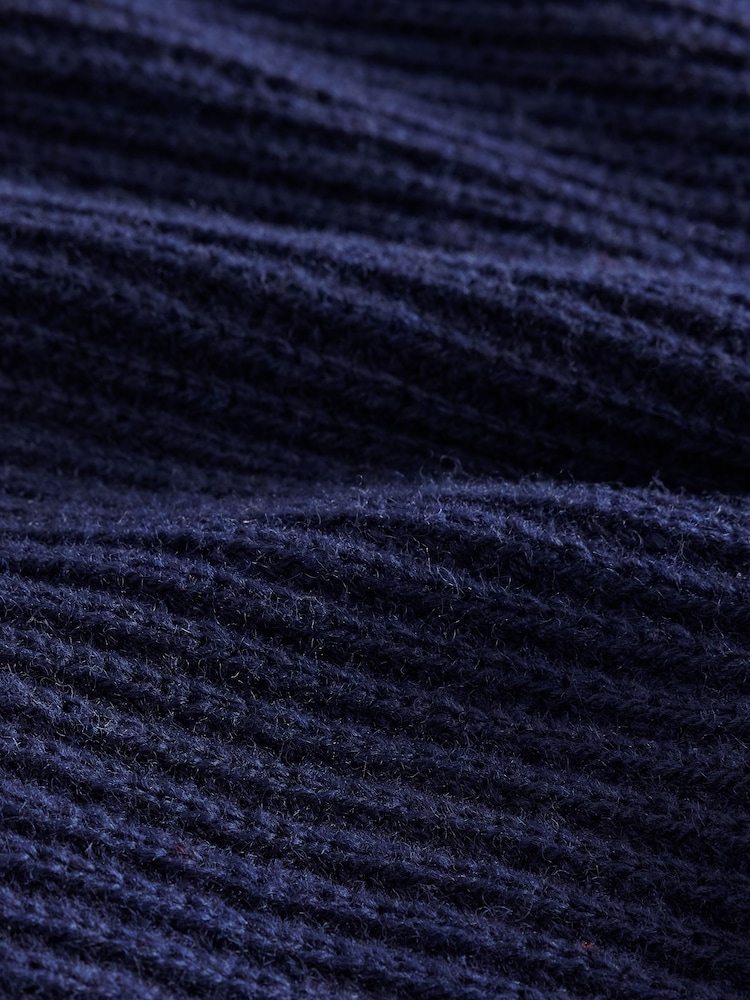 Navy N. Premium Ribbed Fold-Over Zip Neck Jumper With Wool - Image 3 of 3
