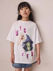 White Wicked Sequin Oversized T-Shirt (3-16yrs) - Image 1 of 4