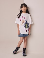 White Wicked Sequin Oversized T-Shirt (3-16yrs) - Image 2 of 4