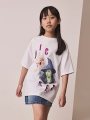 White Wicked Sequin Oversized T-Shirt (3-16yrs) - Image 4 of 4
