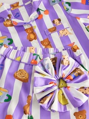 Purple Striped Satin Button Through Pyjamas (3-16yrs) - Image 3 of 4