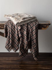 The Set 2 Pack Brown Gingham/Natural Check Cosy Throws - Image 1 of 1