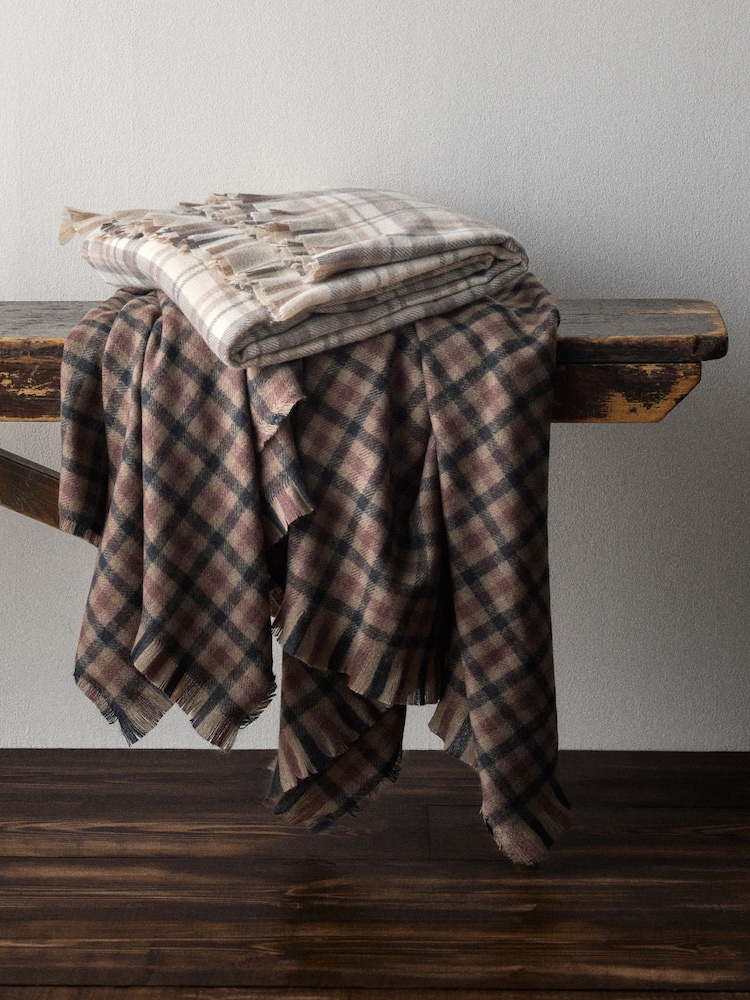 The Set 2 Pack Brown Gingham/Natural Check Cosy Throws - Image 1 of 1 The Set 2 Pack Brown Gingham/Natural Check Cosy Throws - Image 1 of 1