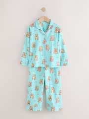 Teal Blue Capybara Jersey Button Through Pyjamas (3-16yrs) - Image 1 of 4