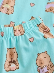 Teal Blue Capybara Jersey Button Through Pyjamas (3-16yrs) - Image 3 of 4