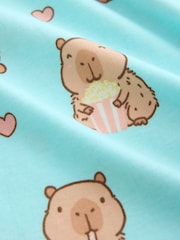 Teal Blue Capybara Jersey Button Through Pyjamas (3-16yrs) - Image 4 of 4