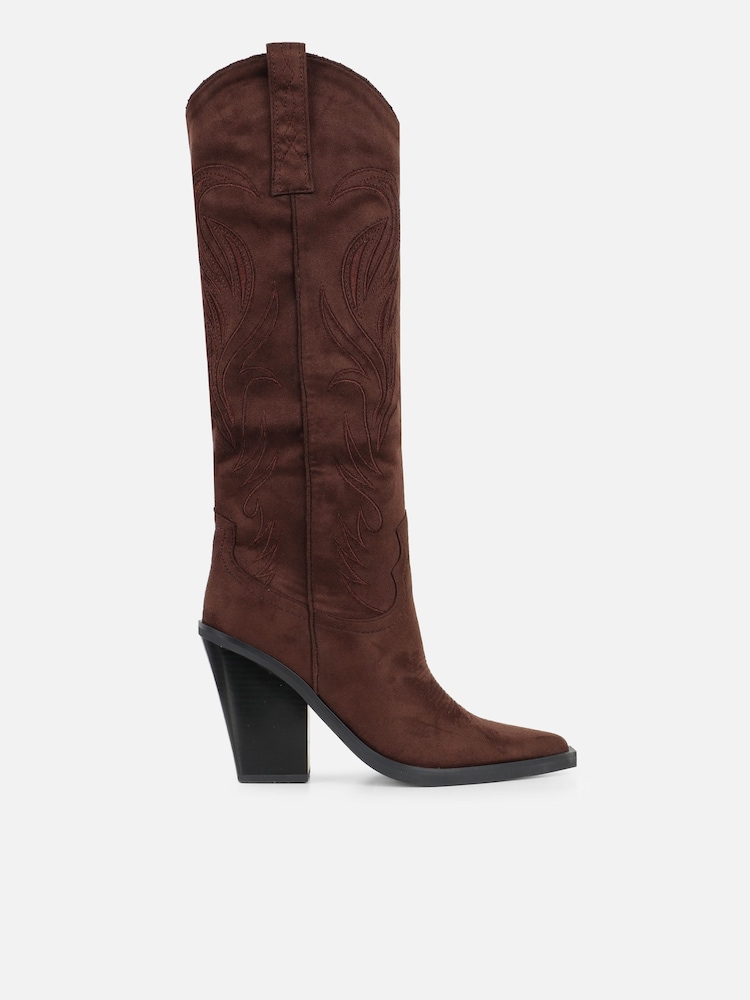 Simmi London Brown Sammy Embroidered Western Boots - Image 2 of 4