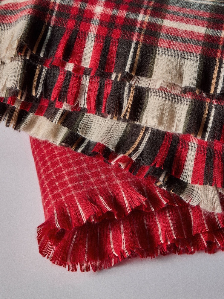 The Set 4 Pack Red Christmas Check/Windowpane Cosy Throws - Image 6 of 6