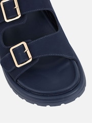 Simmi London Blue Jesselyn Buckle Strap Chunky Footbed Slides - Image 4 of 4