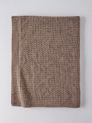 The Set 2 Pack Chocolate Brown/Taupe Ribbed Waffle Knitted Throws - Image 4 of 5