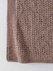 The Set 2 Pack Chocolate Brown/Taupe Ribbed Waffle Knitted Throws - Image 5 of 5