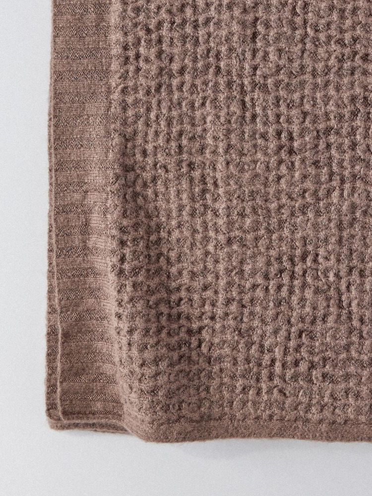 The Set 2 Pack Chocolate Brown/Taupe Ribbed Waffle Knitted Throws - Image 5 of 5 The Set 2 Pack Chocolate Brown/Taupe Ribbed Waffle Knitted Throws - Image 5 of 5