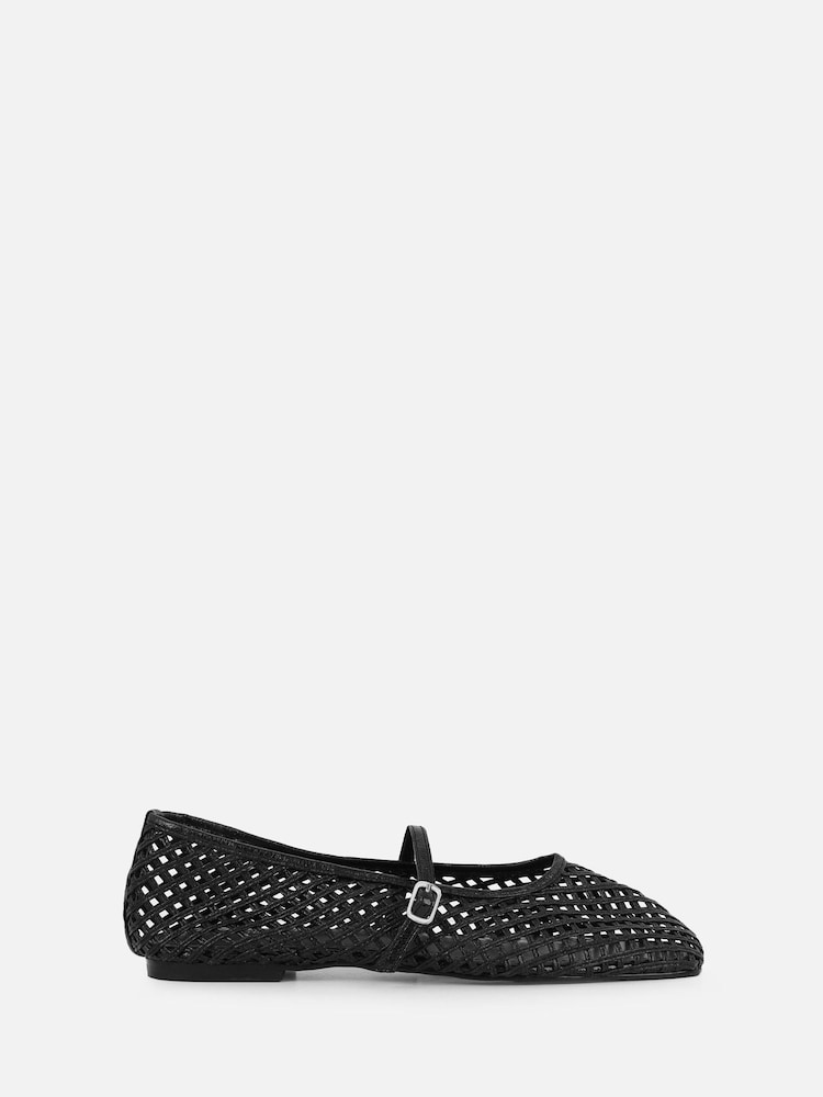 Simmi London Black Cecilia Woven Ballerina Flats - Image 2 of 4