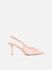 Simmi London Pink Saskia Bow Detail Slingback Court Shoes - Image 2 of 4
