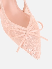 Simmi London Pink Saskia Bow Detail Slingback Court Shoes - Image 3 of 4