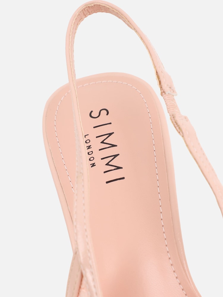 Simmi London Pink Saskia Bow Detail Slingback Court Shoes - Image 4 of 4