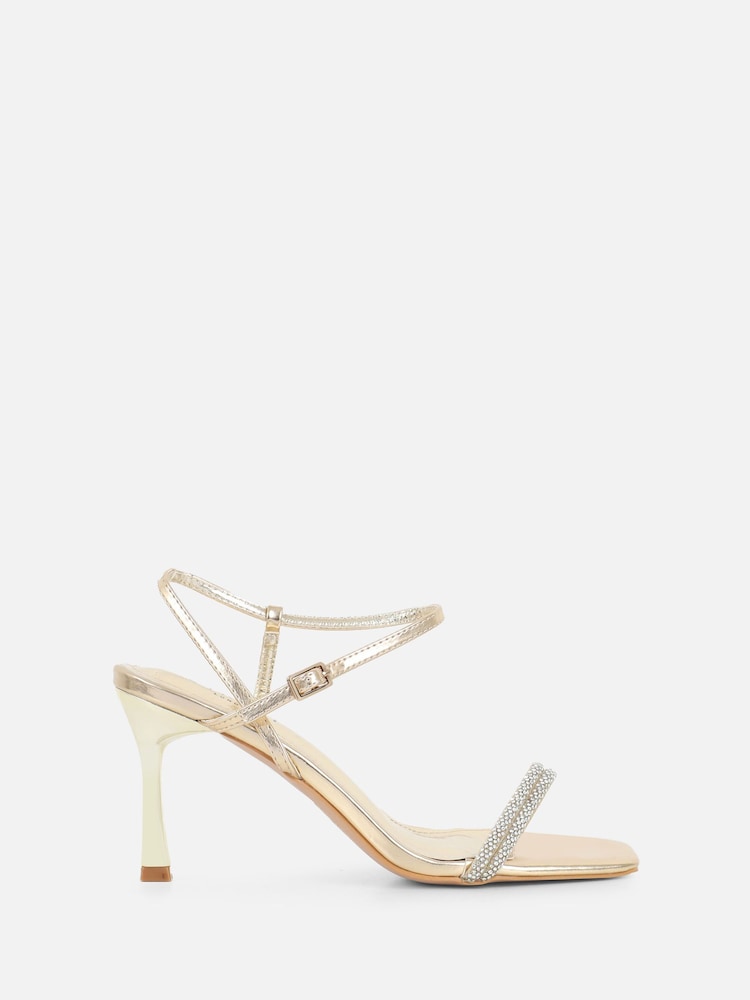 Simmi London Gold Polly Diamante Heeled Sandals - Image 2 of 5