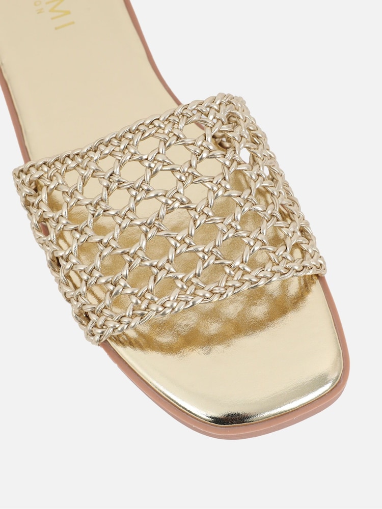 Simmi London Gold Luna Woven Flat Sandals - Image 4 of 4