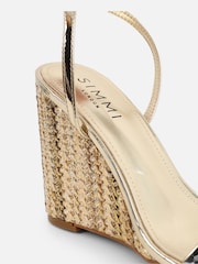 Simmi London Gold Kimah Wedge Heeled Sandals - Image 3 of 4
