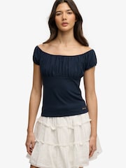 Superdry Blue Athletic Essentials Ruched Top - Image 2 of 5