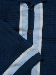 Little Gent Blue True Knit Resort Shirt and Shorts Set - Image 3 of 5
